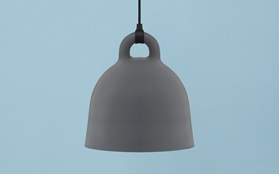 Bell lamp grey blue background